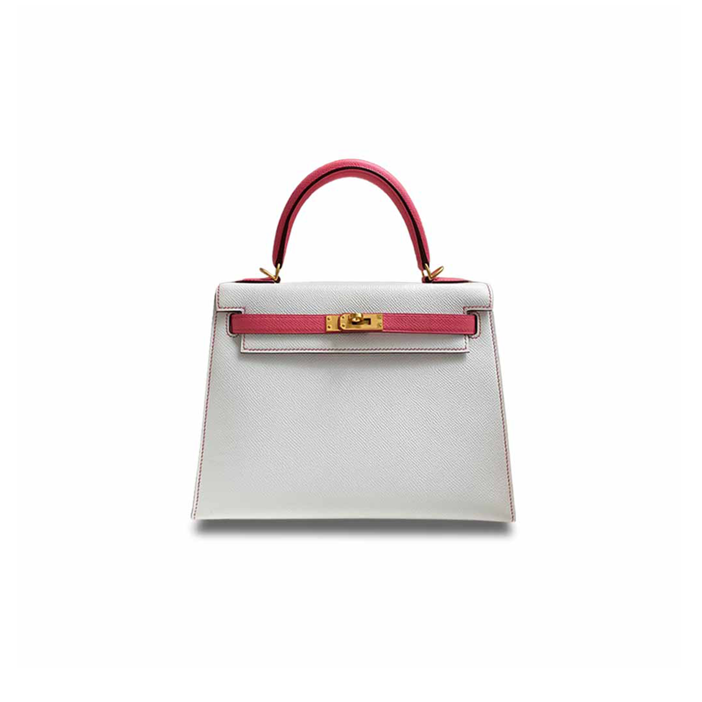 H**mes master kelly 25 epsom white lipstick pink brushed gold buckle (25*17*7cm)
